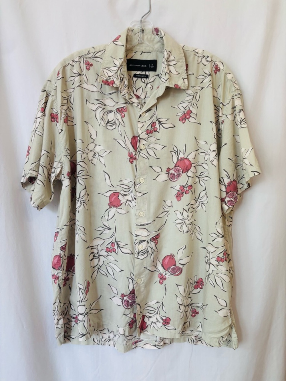Abercrombie & Fitch Oversized Camp Shirt | Pomegranate Print